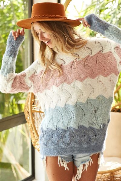 Spring Sunset Openwork Sweater