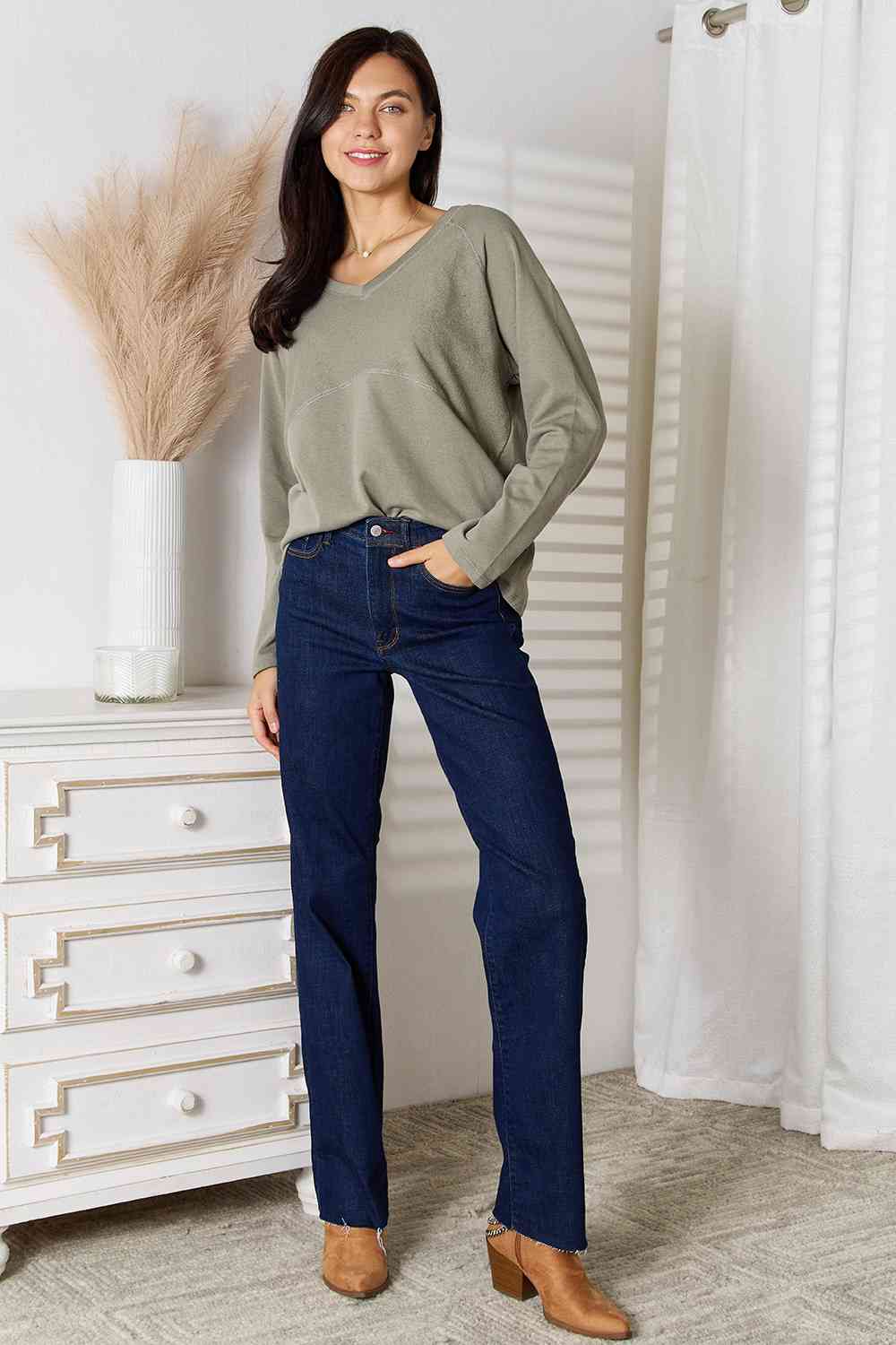 V-Neck Long Sleeve Top