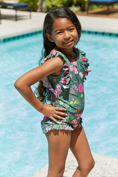 Mommy & Me Bring Me Flowers Swimsuit In Sage - Girls *FINAL SALE*