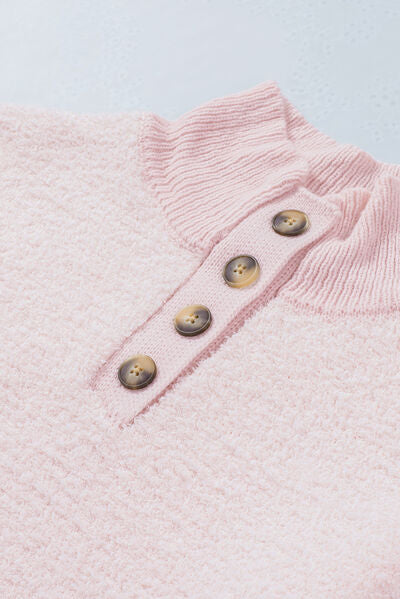 Pink Clouds Quarter Button Sweater
