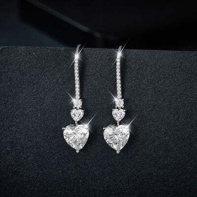 Brilliant Heart 5.44 Carat 925 Sterling Silver Moissanite Earrings