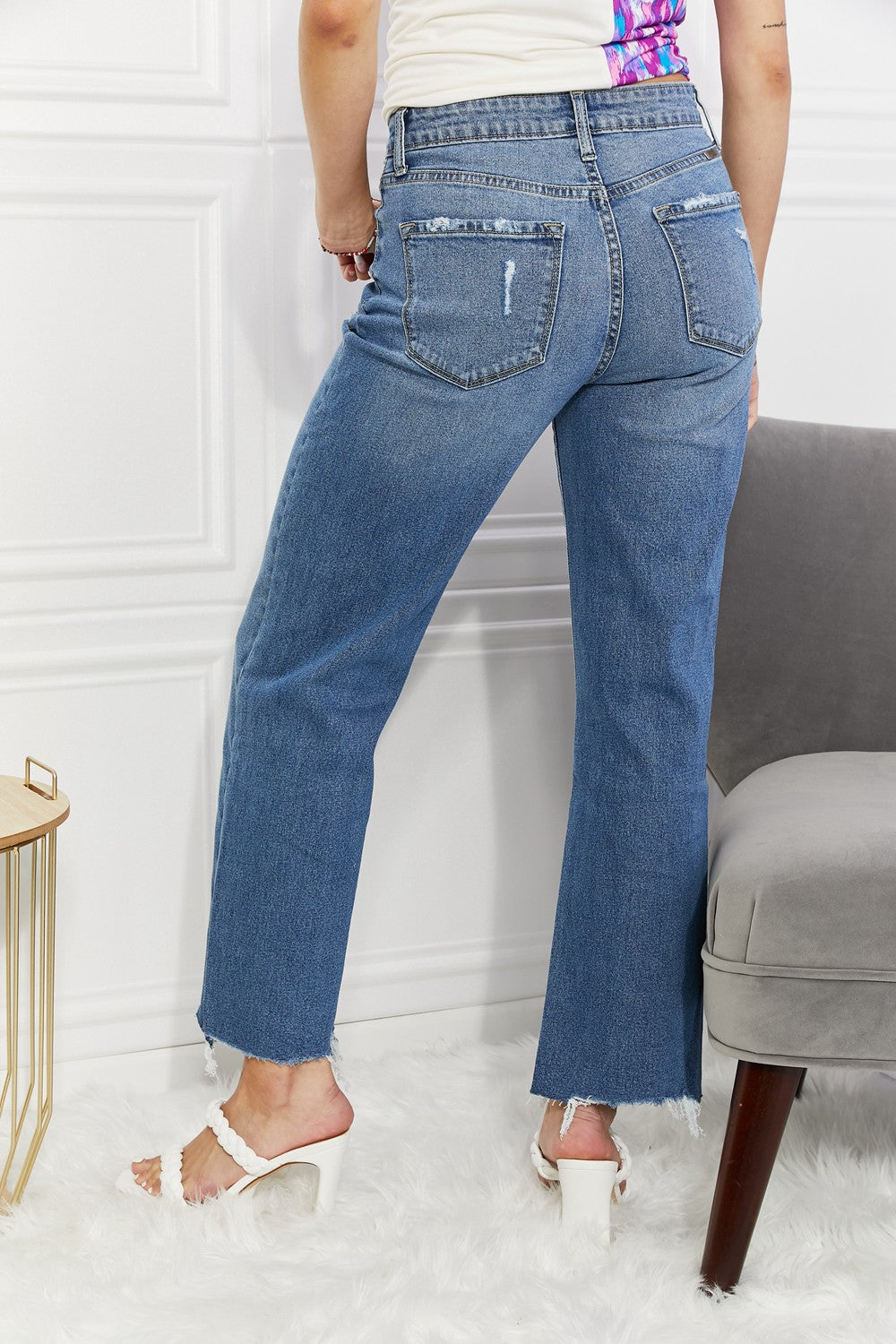 KanCan Melanie Crop Wide Leg Jeans - Copper + Rose