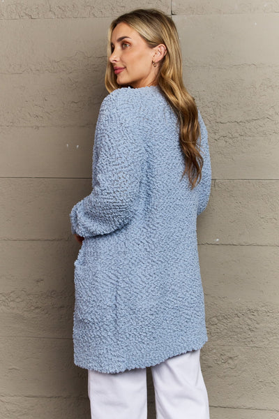 Falling For You Popcorn Cardigan - Pale Blue