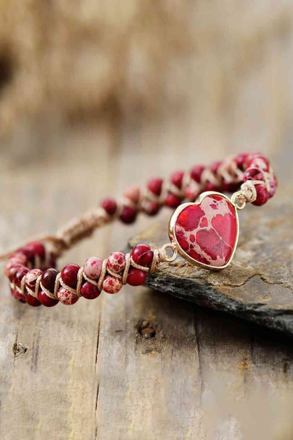 Handmade Heart Natural Stone Bracelet *FINAL SALE*