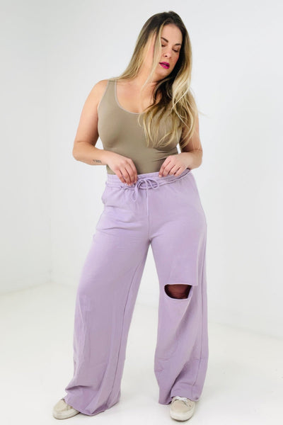 Distressed Knee French Terry Sweats With Pockets