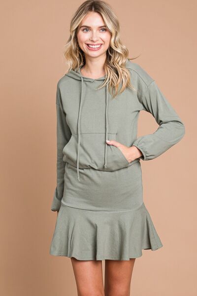 Feeling Fashion Drawstring Hooded Mini Dress