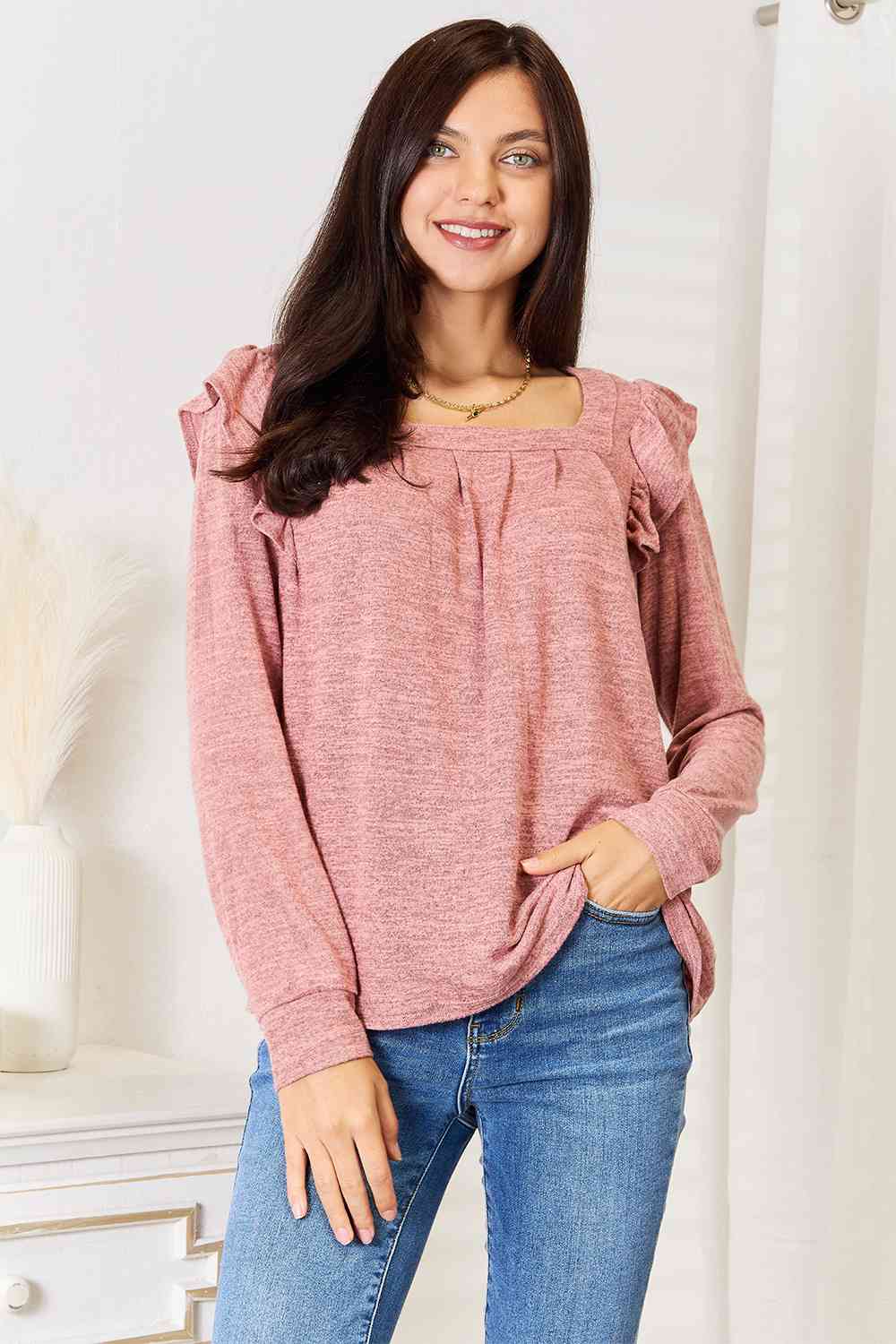 Just Enough Frill Long Sleeve Top