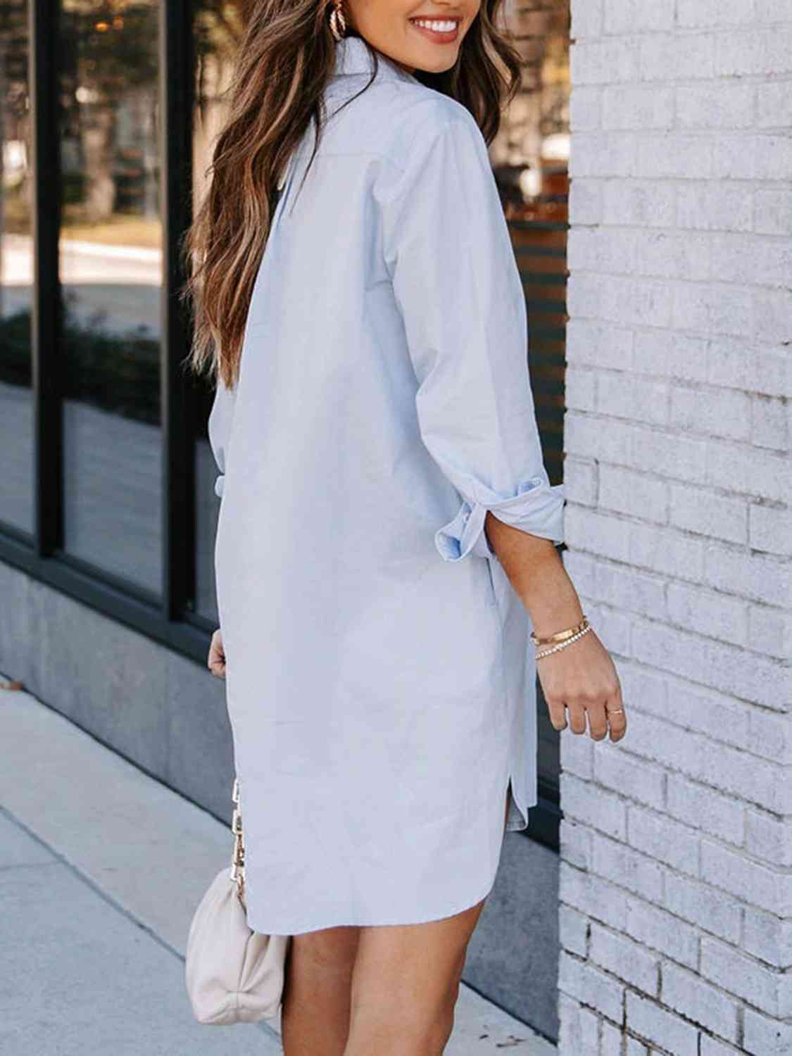To the 9's Long Sleeve Shirt Dress