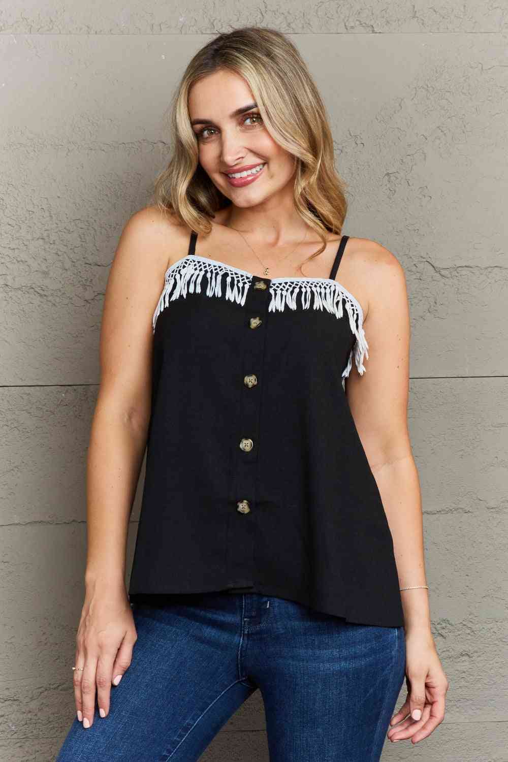 It's About Time Lace Detail Loose Cami Top