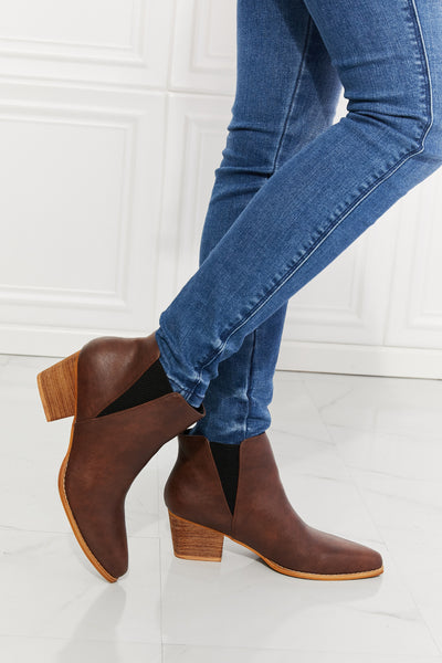 Back At It Point Toe Bootie in Chocolate - Copper + Rose