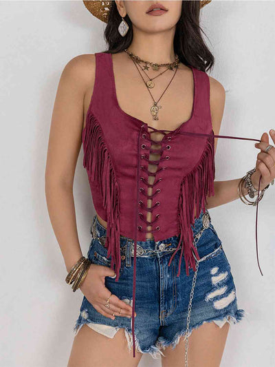 Desert Defender Fringe Lace-Up Vest