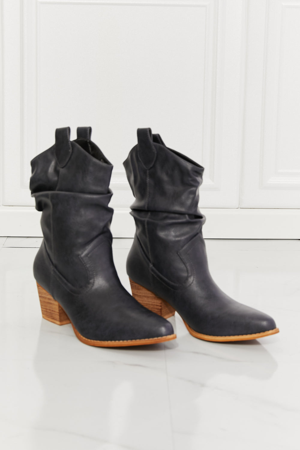 Better in Texas Scrunch Cowboy Boots in Navy - Copper + Rose