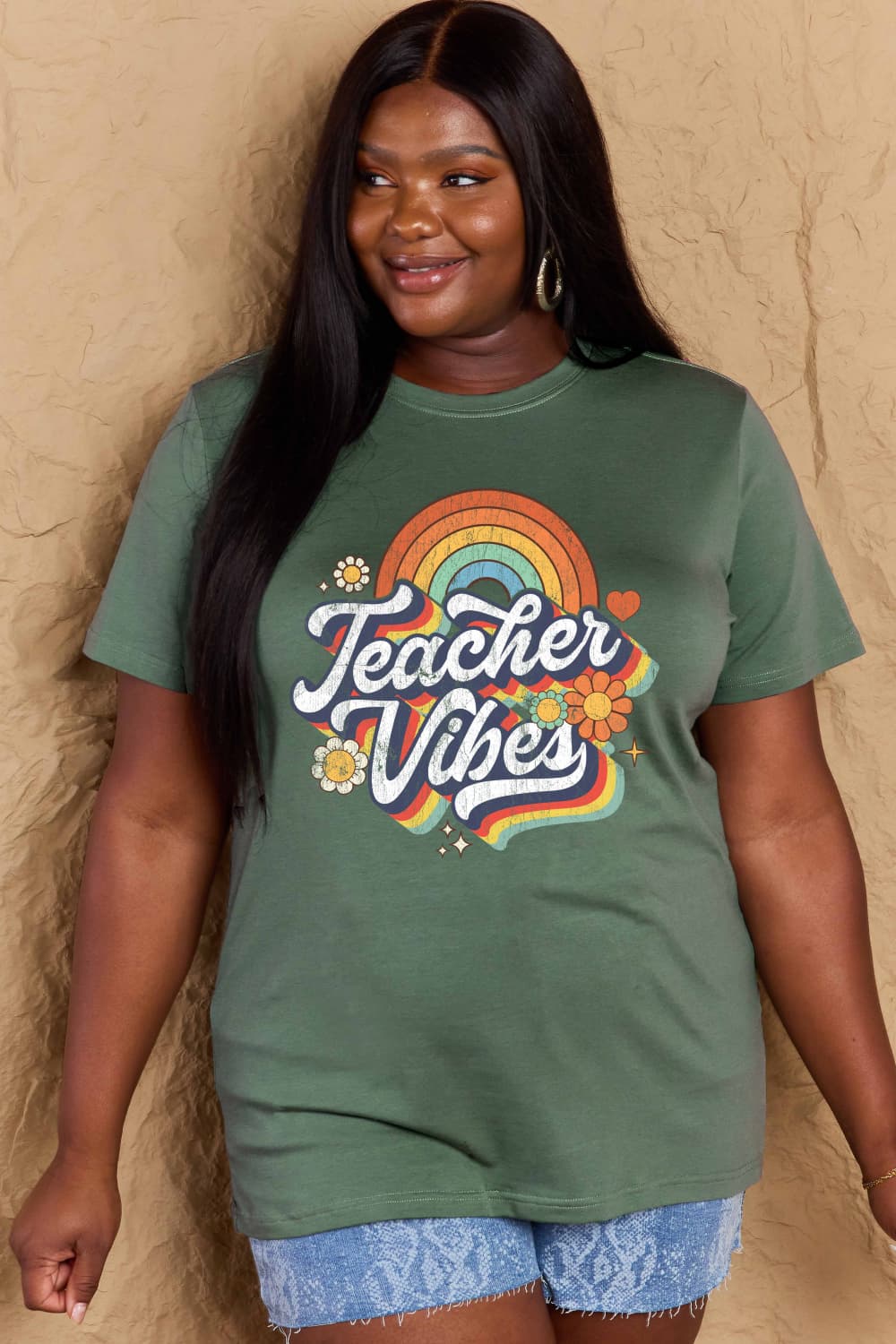 TEACHER VIBES Graphic Cotton T-Shirt