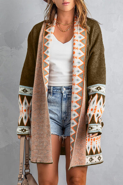 Western Chic Open Front Cardigan