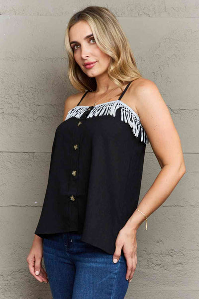 It's About Time Lace Detail Loose Cami Top