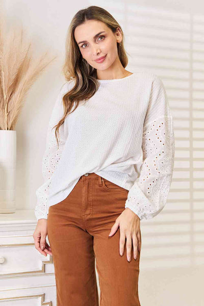 Eyelet Dropped Shoulder Blouse