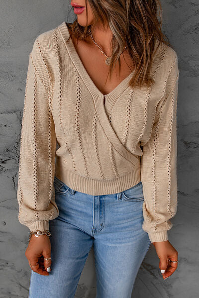 Twister Openwork Dropped Shoulder Sweater
