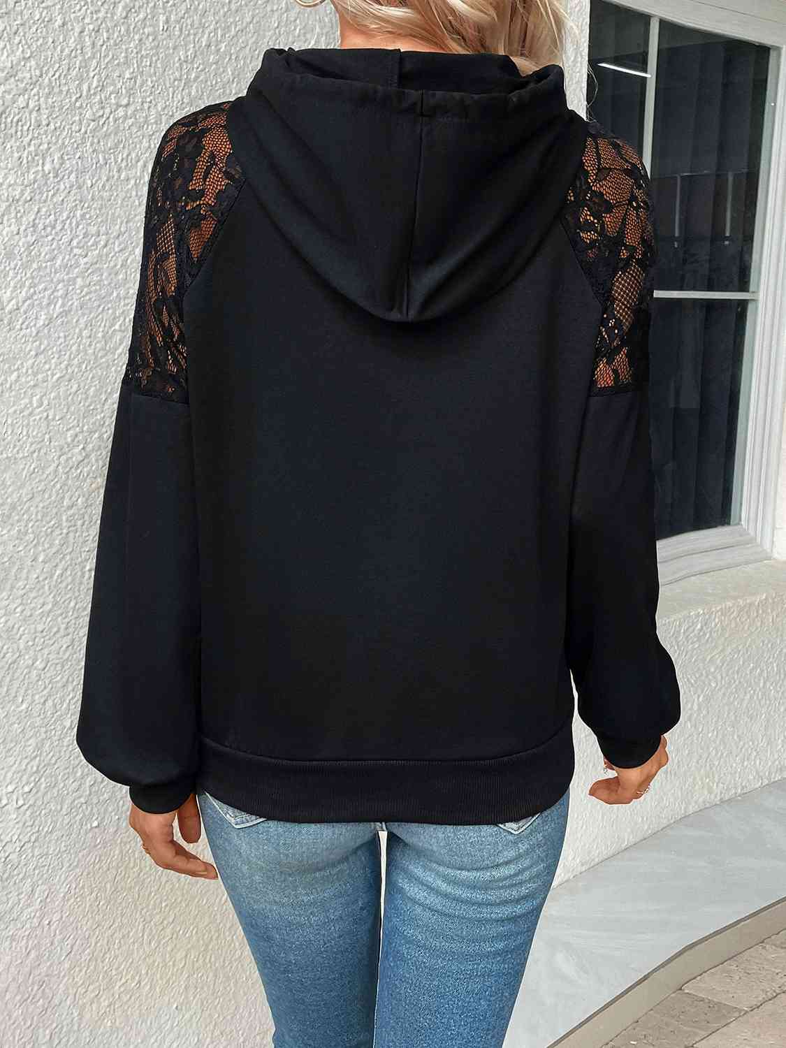 Forever Lace Raglan Drawstring Hoodie