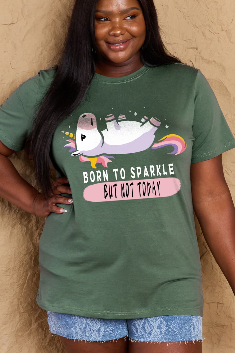 BORN TO SPARKLE BUT NOT TODAY Graphic Cotton Tee