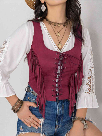 Desert Defender Fringe Lace-Up Vest