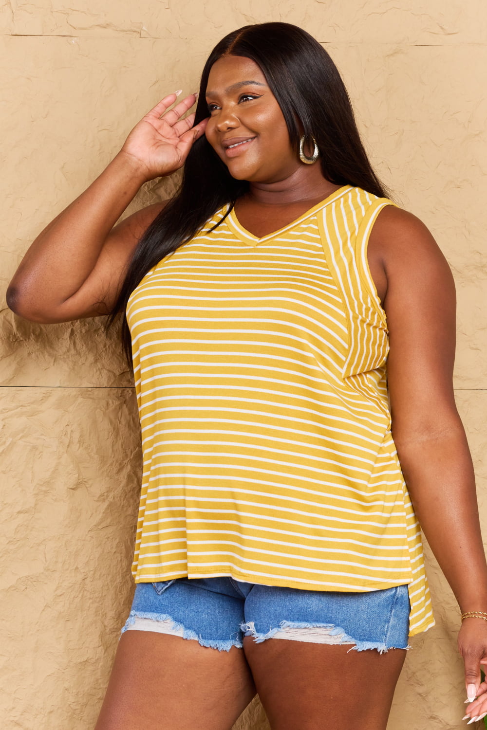 Talk To Me V-Neck Top in Marigold