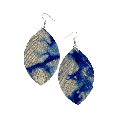 Blue Marble Fringe Earrings - Copper + Rose