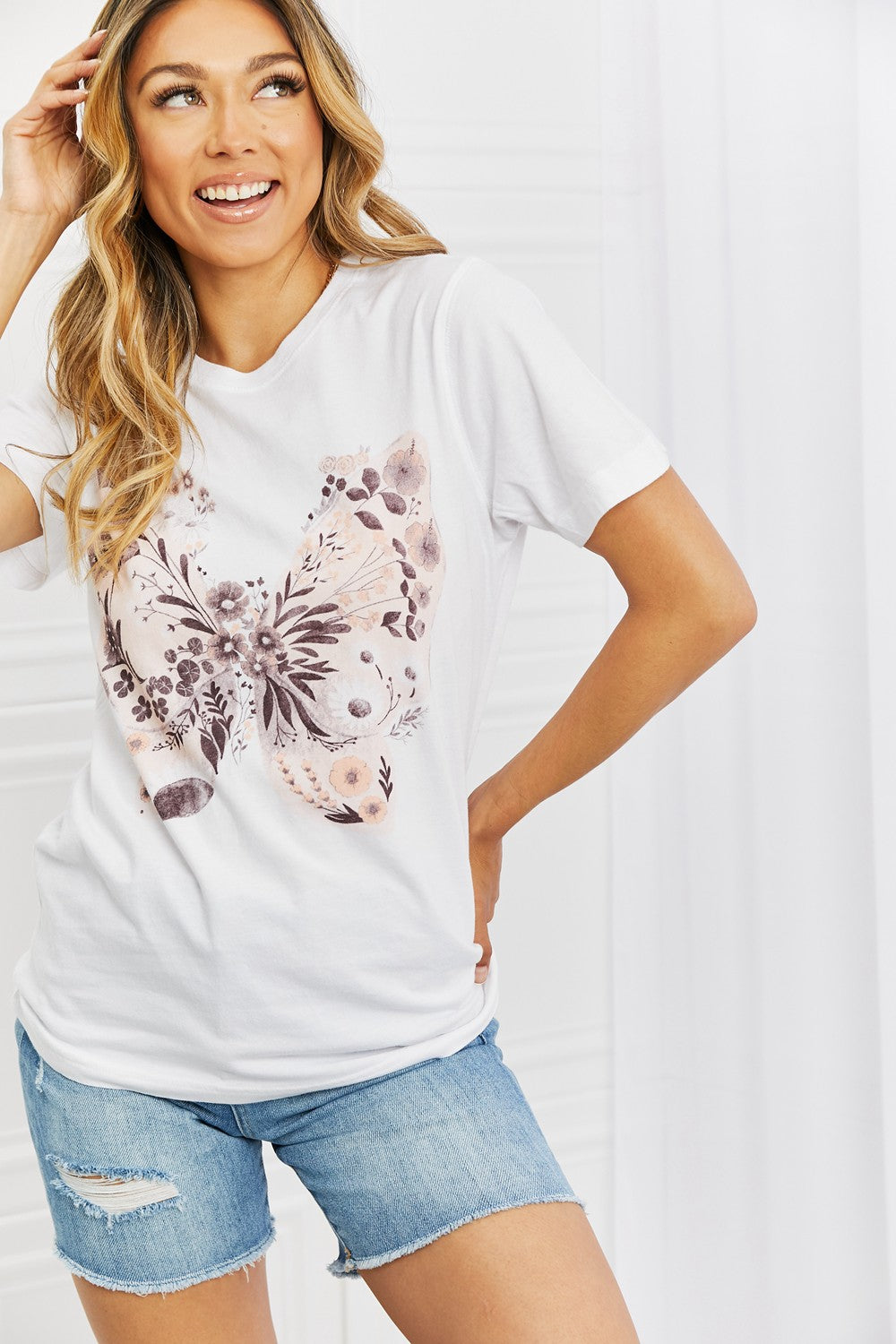 You Give Me Butterflies Graphic Tee - Copper + Rose