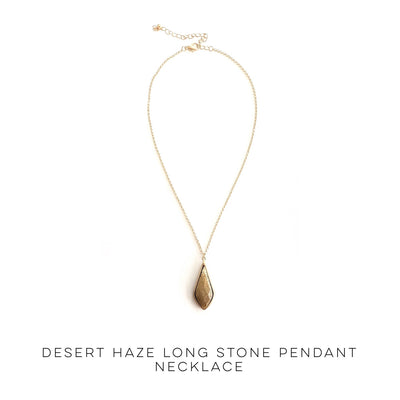 Desert Haze Long Stone Pendant Necklace - Copper + Rose