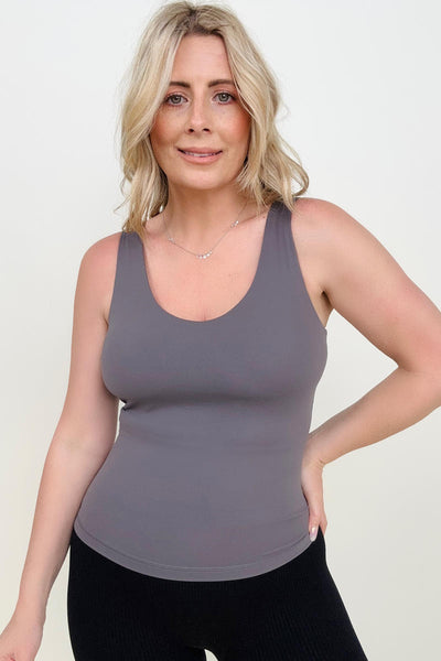 11 Colors - FawnFit Medium Length Lift Tank 2.0 with Built-in Bra - Copper + Rose