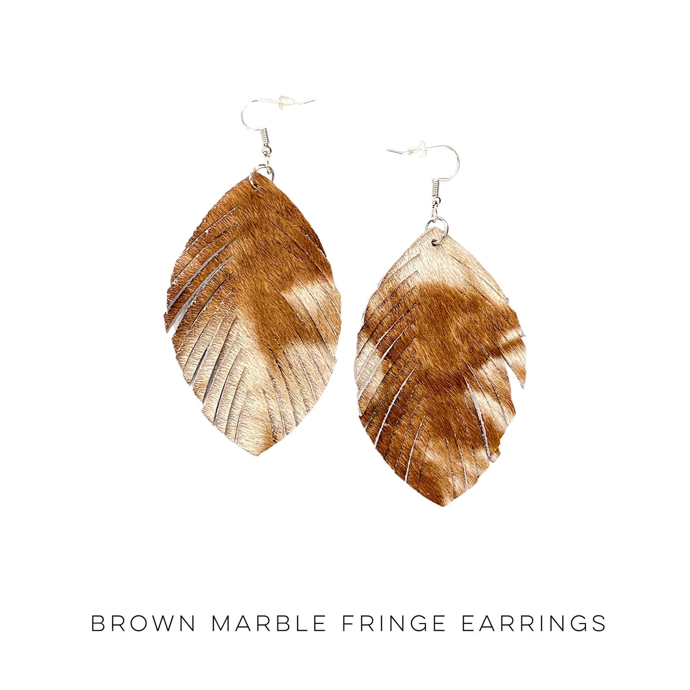 Brown Marble Fringe Earrings - Copper + Rose
