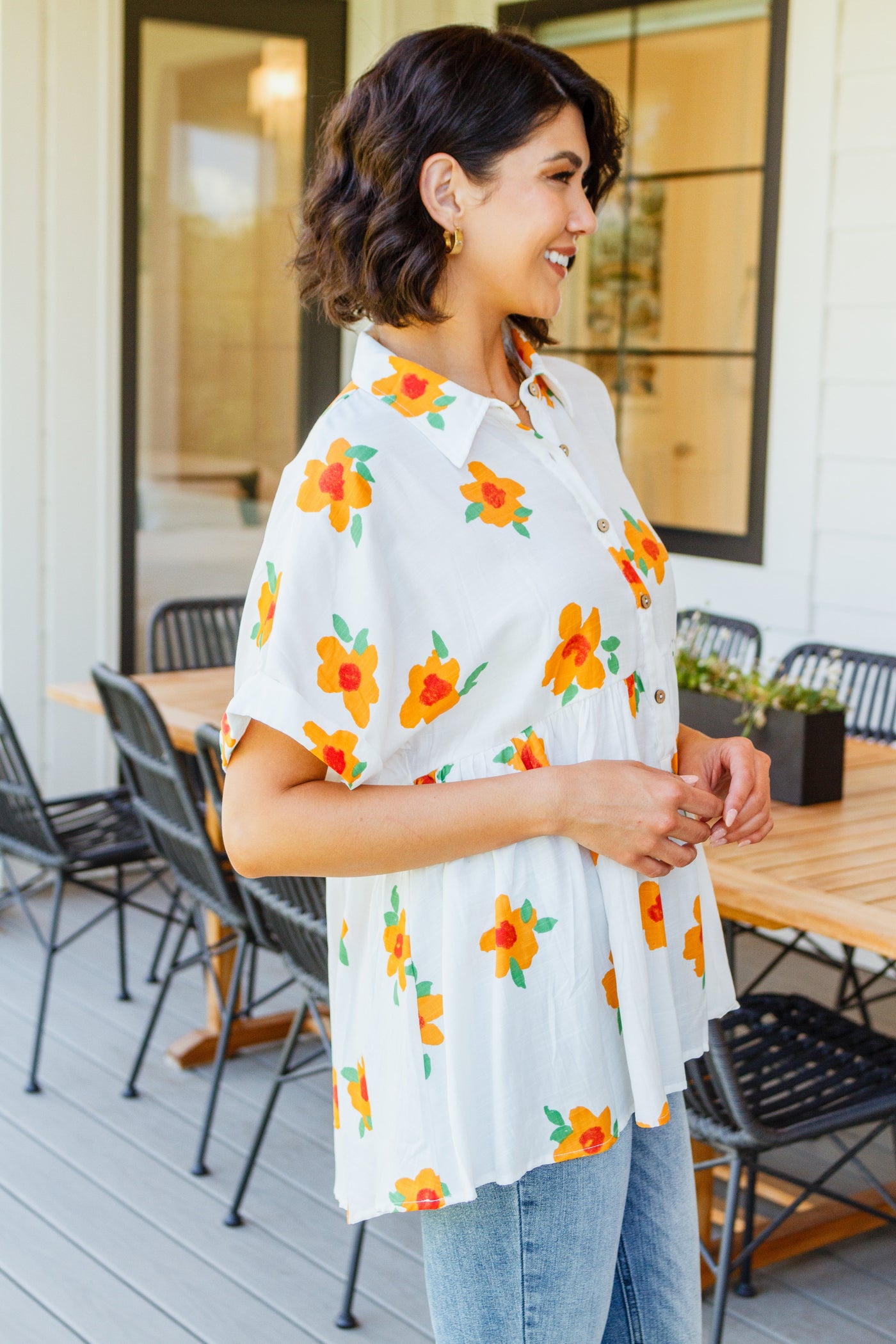 Blissed Out Button Up Babydoll Tunic