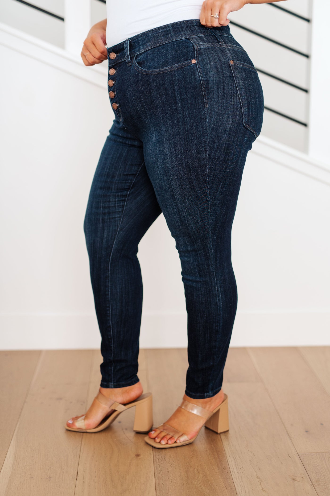 Judy Blue Celecia High Waist Hand Sanded Resin Skinny Jeans - Plus Sizes