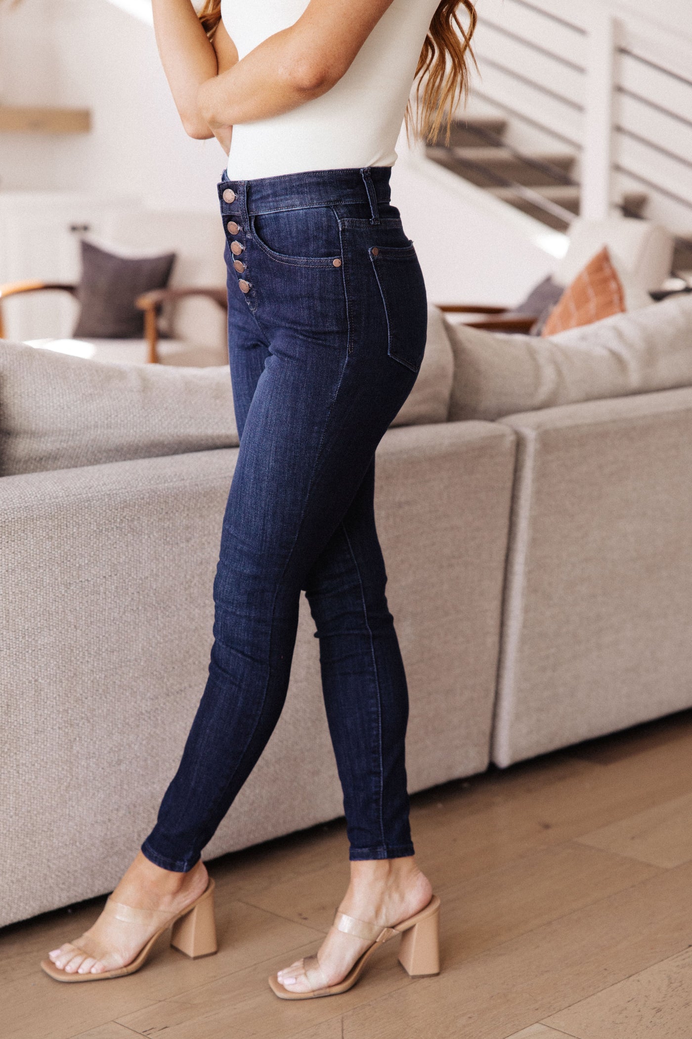 Judy Blue Celecia High Waist Hand Sanded Resin Skinny Jeans - Plus Sizes