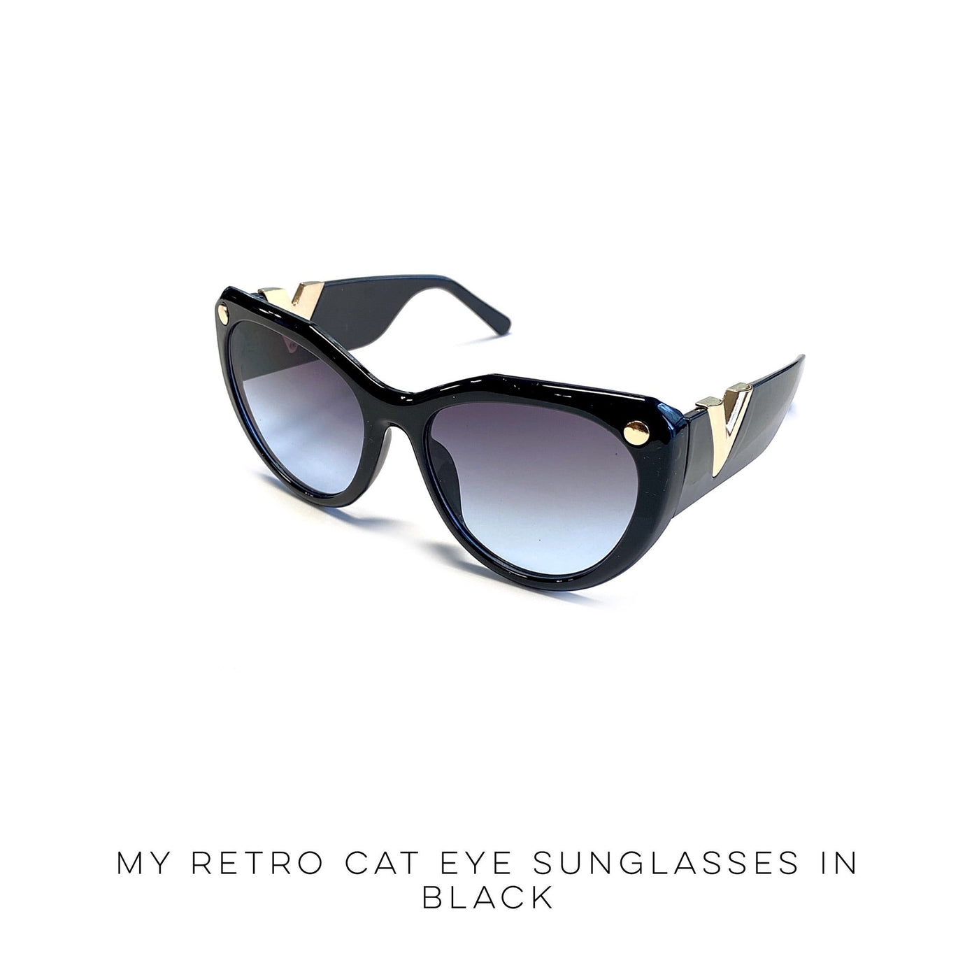 My Retro Cat Eye Sunglasses in Black - Copper + Rose
