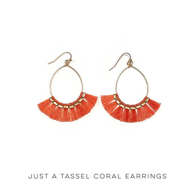 Just a Tassel Coral Earrings - Copper + Rose