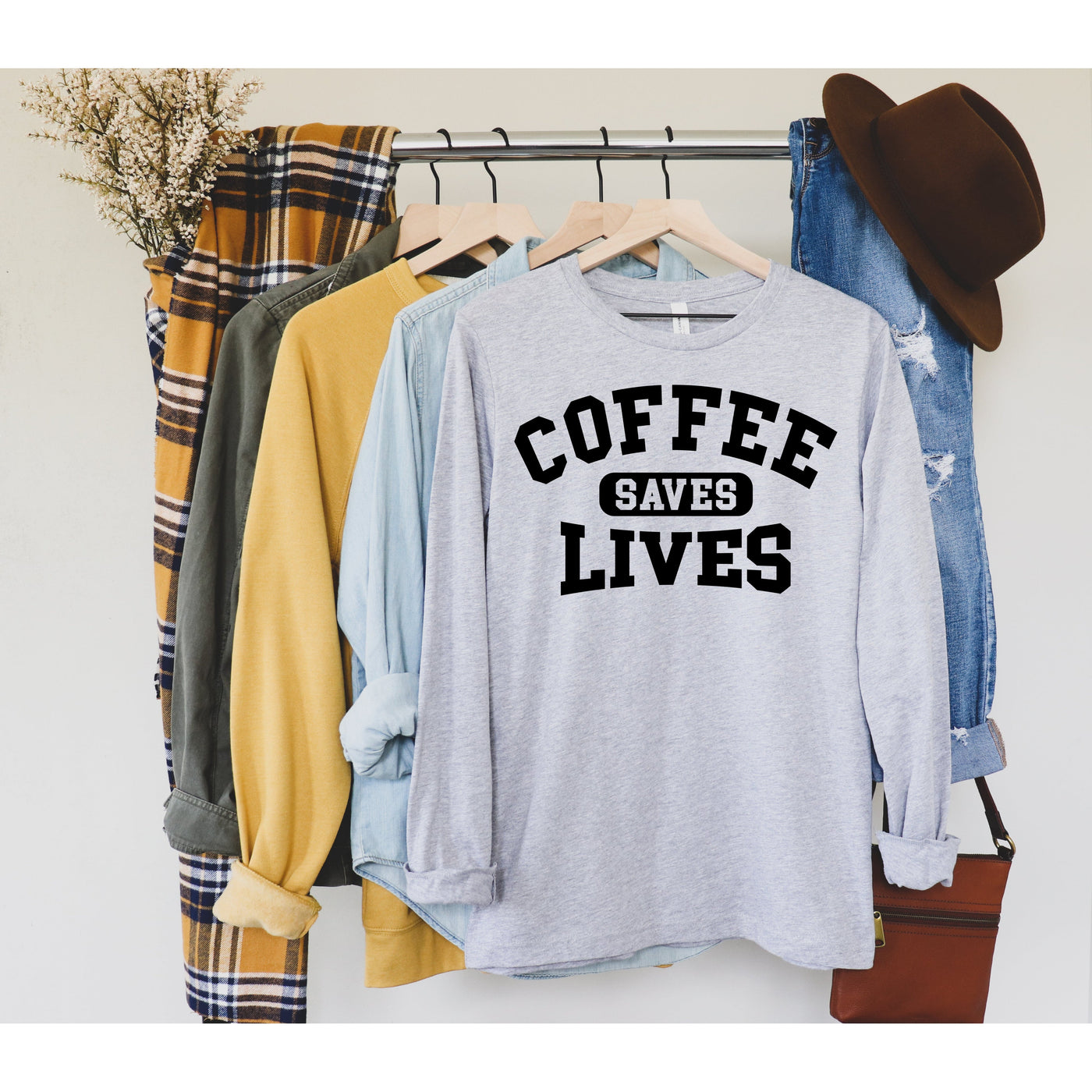 Coffee Saves Lives Long Sleeve Graphic Top