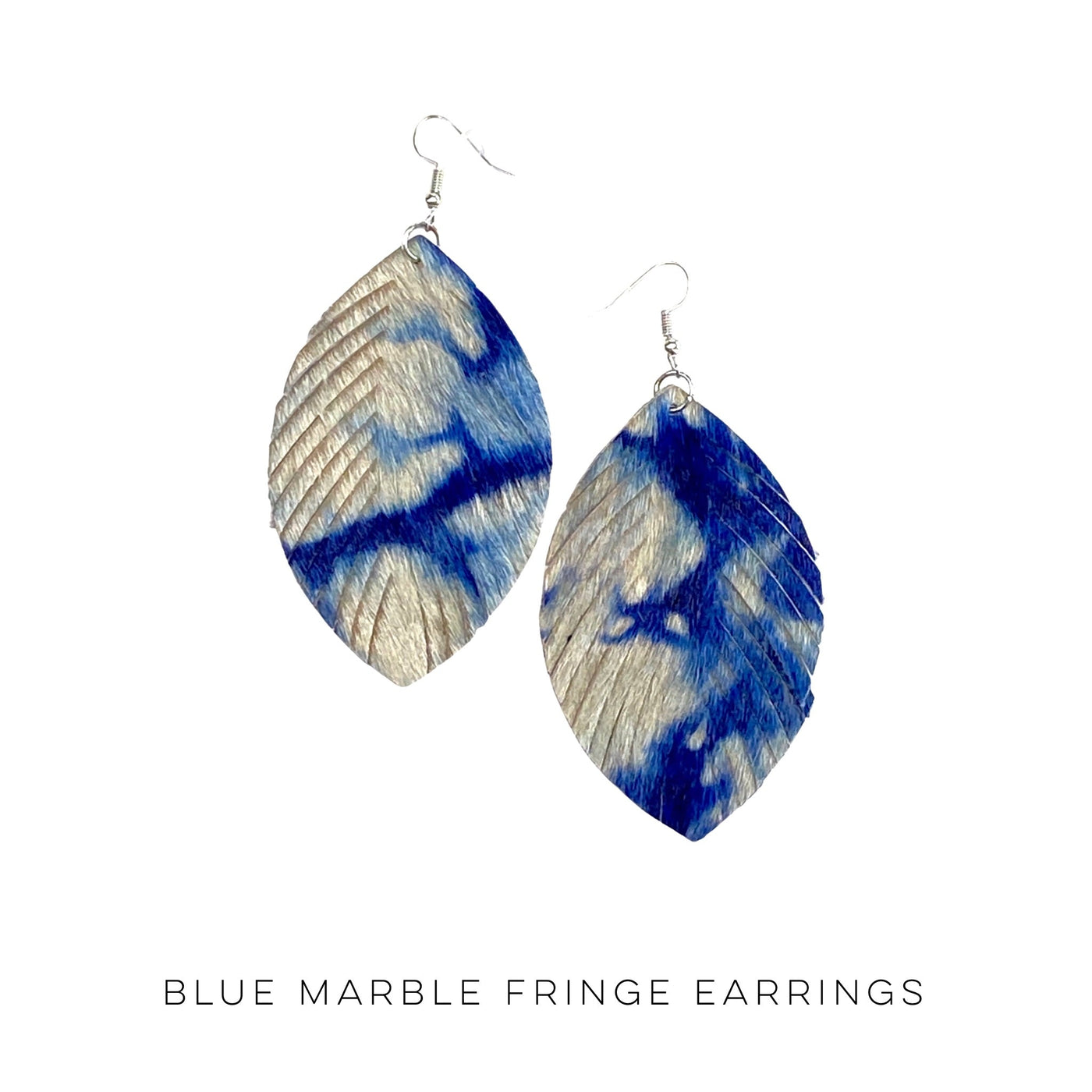 Blue Marble Fringe Earrings - Copper + Rose