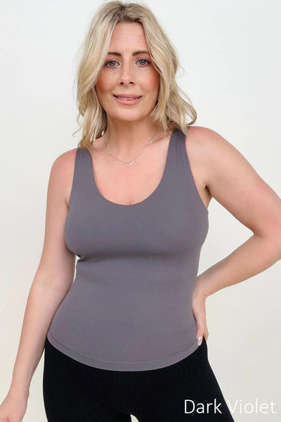 11 Colors - FawnFit Medium Length Lift Tank 2.0 with Built-in Bra - Copper + Rose