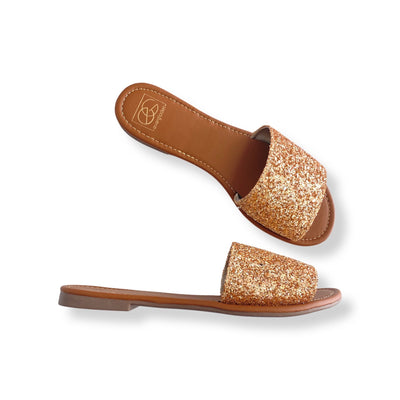 Ritzy Glitter Sandals in Rose Gold - Copper + Rose