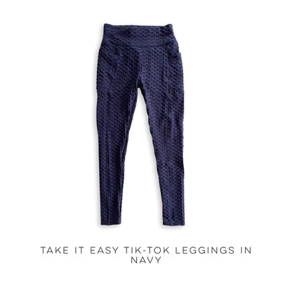 Take It Easy Tik-Tok Pocket Leggings in Navy - Copper + Rose