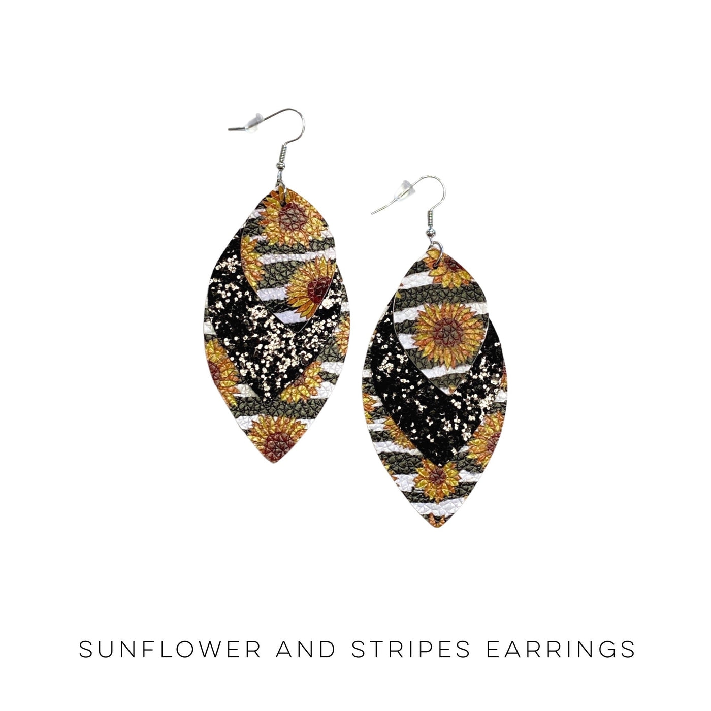 Sunflower and Stripes Earrings - Copper + Rose
