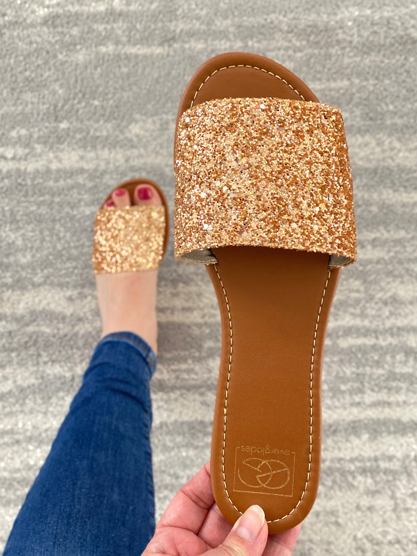 Ritzy Glitter Sandals in Rose Gold - Copper + Rose