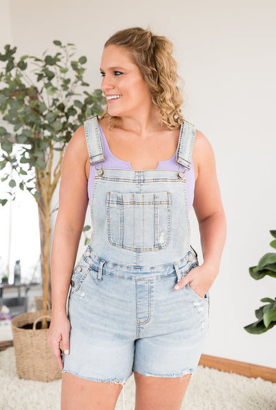 Judy Blue Happy Together Overalls - Copper + Rose