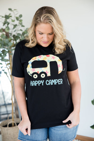 Happy Camper Graphic Top - Copper + Rose