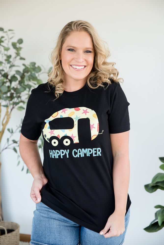 Happy Camper Graphic Top - Copper + Rose