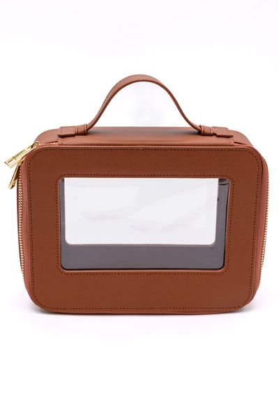 Clearly Chic Travel Cosmetic Case in Camel