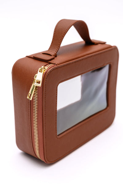 Clearly Chic Travel Cosmetic Case in Camel