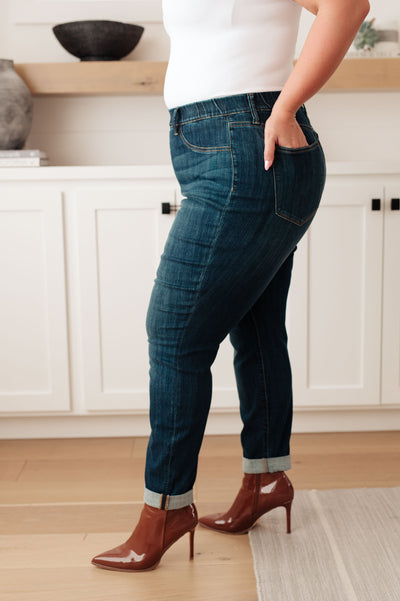 Judy Blue Rowena High Rise Pull On Double Cuff Slim Jeans