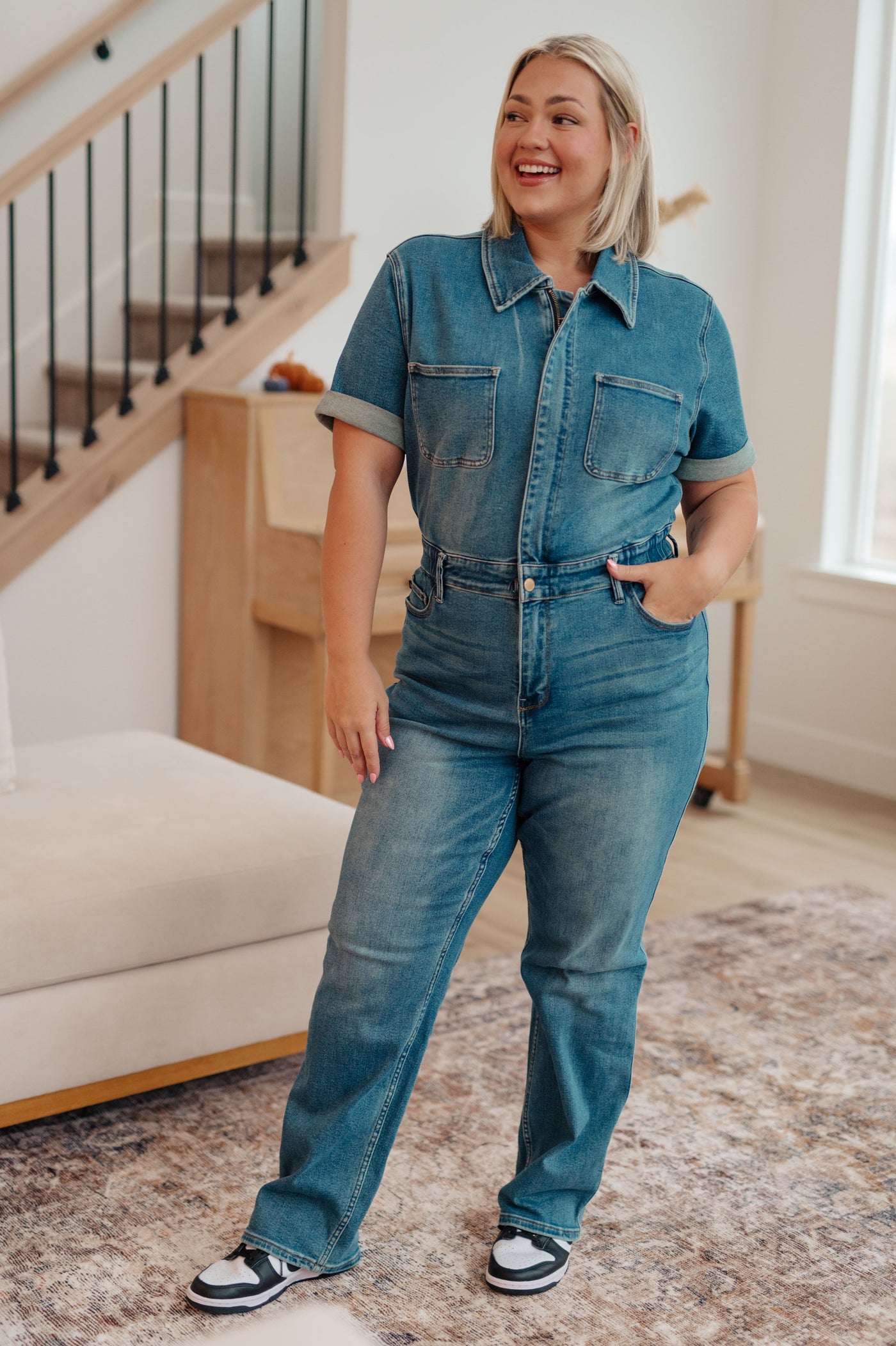 Judy Blue Sylvia Short Sleeve Denim Jumpsuit