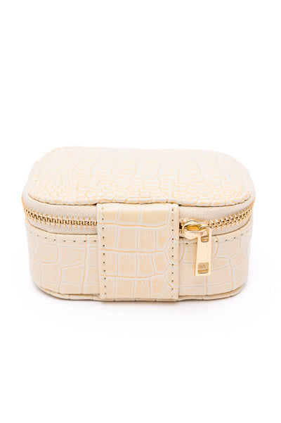 Hidden Gems Jewelry Case in Cream Snakeskin